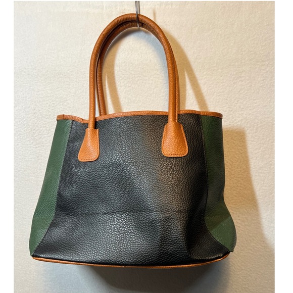 Neiman Marcus Handbags - Neiman Marcus‎ Colorblock Tote Bag Brown Black Green Faux Leather Top Handle